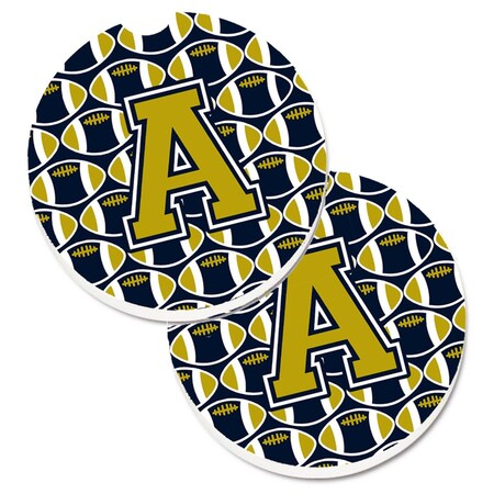 Carolines Treasures Letter A Football Blue and Gold  Cup Holder Car Coaster, PK2 CJ1074-ACARC